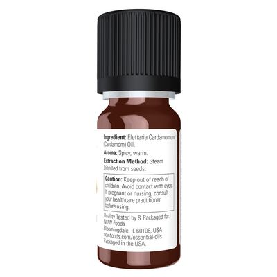 NOW Essential Oils, Cardamom Oil, Spicy and Warm Aromatherapy Scent, 100% Pure, Steam Distilled Child Resistant Cap, 10 mL