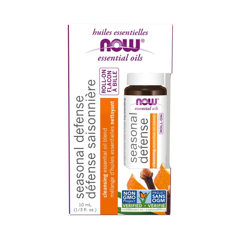 NOW Essential Oils, Seasonal Defense Roll On, Non-GMO Project Verified, Cleansing Blend, Steam Distilled, Topical Aromatherapy, 10-mL NOW Essential Oils, Seasonal Defense Roll On, Non-GMO Project Verified, Cleansing Blend, Steam Distilled, Topical Aromatherapy, 10-mL