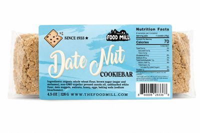 The Food Mill , Date Nut Cookie Bar 4.5 oz The Food Mill , Date Nut Cookie Bar 4.5 oz