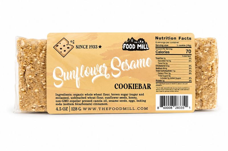 The Food Mill , Sunflower Sesame Cookie Bar 4.5 oz