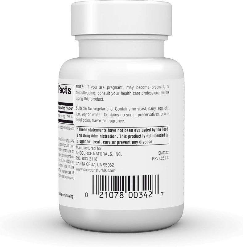 Source Naturals , Manganese 10 Mg, 100 Tablets