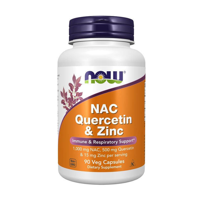 NOW Supplements, NAC Quercetin and Zinc, Immune and Respiratory Support*, 1,000 mg NAC, 500 mg Quercetin, 15 mg Zinc, 90 Veg Capsules NOW Supplements, NAC Quercetin and Zinc, Immune and Respiratory Support*, 1,000 mg NAC, 500 mg Quercetin, 15 mg Zinc, 90 Veg Capsules
