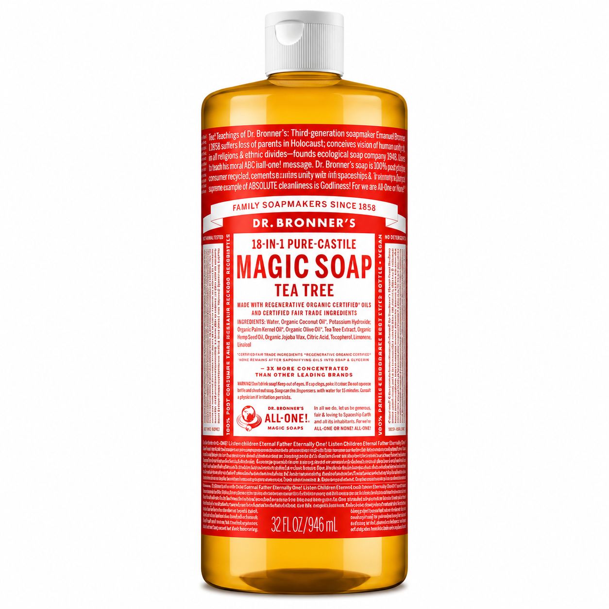 Dr Bronner , 18-In-1 Hemp Pure-Castile Soap - Tea Tree Dr Bronner , 18-In-1 Hemp Pure-Castile Soap - Tea Tree