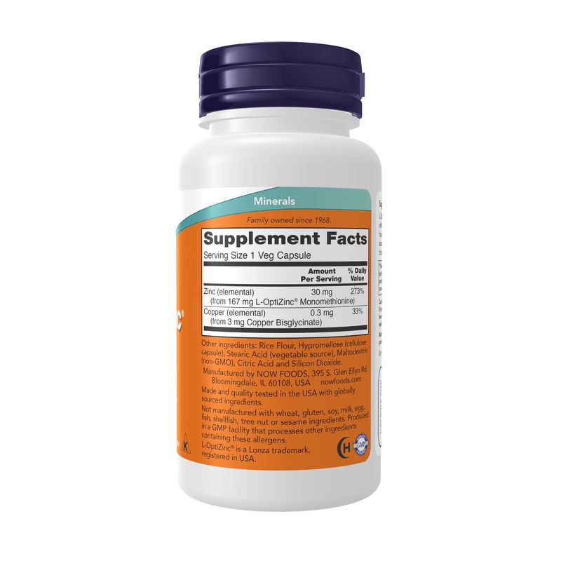 Now, L-Optizinc(r) 30mg + Copper 100 Vcaps