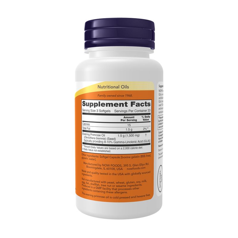 Now Supplements , Evening Primrose Oil 500 Mg -100 Softgels / 33