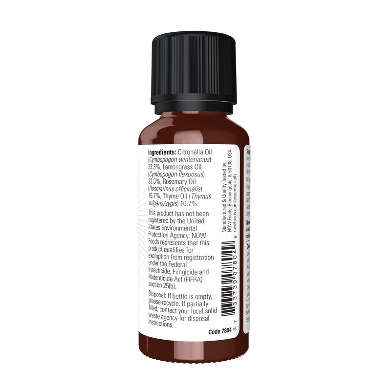 NOW Essential Oils, Bug Ban Blend, Bug-Repelling Essential Oil Blend for Inside and Outside Usage, Made with Pure Essential Oils, Vegan, Child Resistant Cap, 1-Ounce