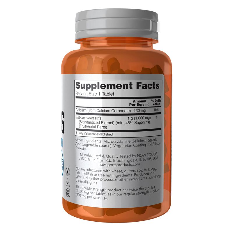 NOW Sports Nutrition, Tribulus (Tribulus terrestris) 1,000 mg, Double Strength, Men's Health, 90 Tablets