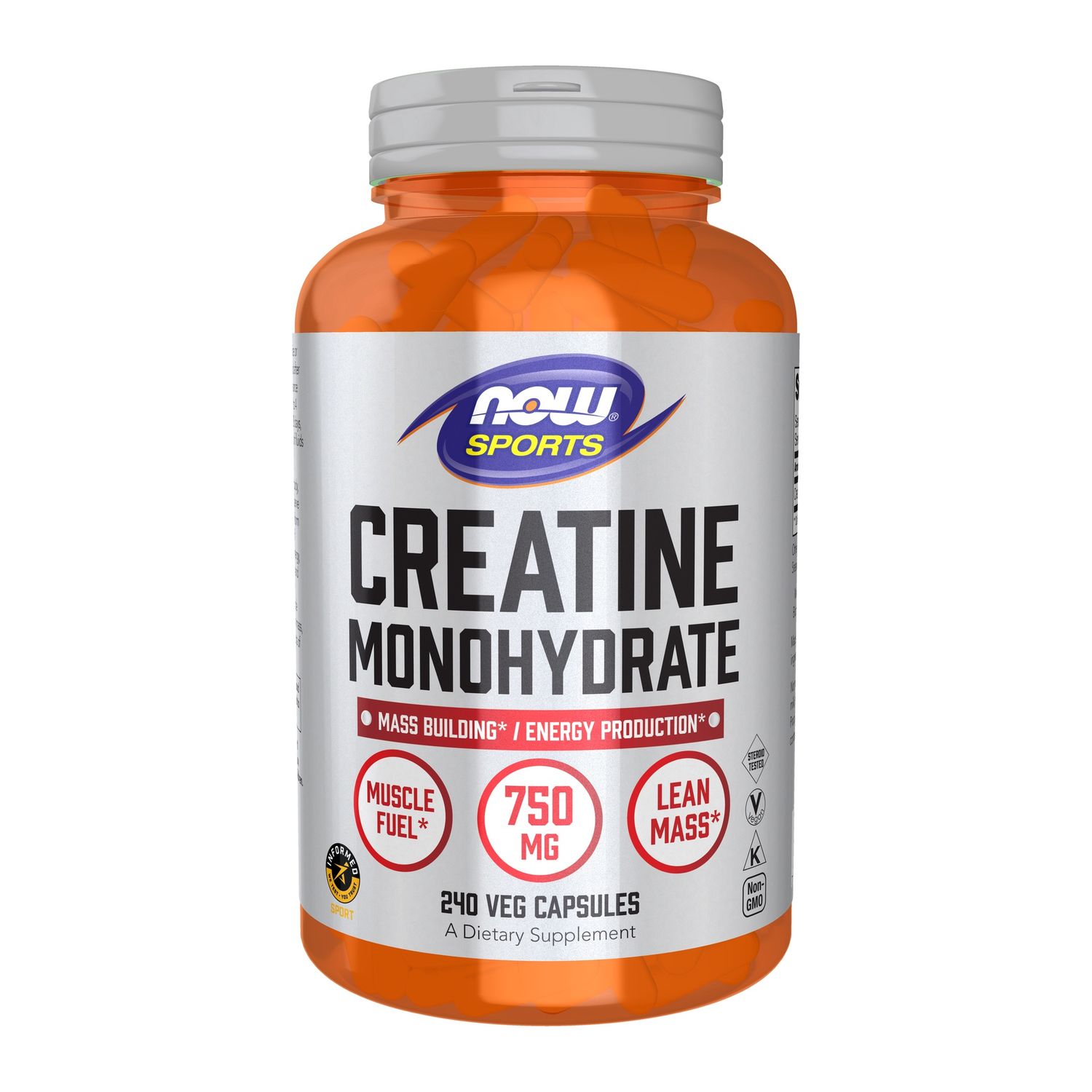 Now Sports, Creatine Monohydrate 750 Mg 240 Veg Caps Now Sports, Creatine Monohydrate 750 Mg 240 Veg Caps