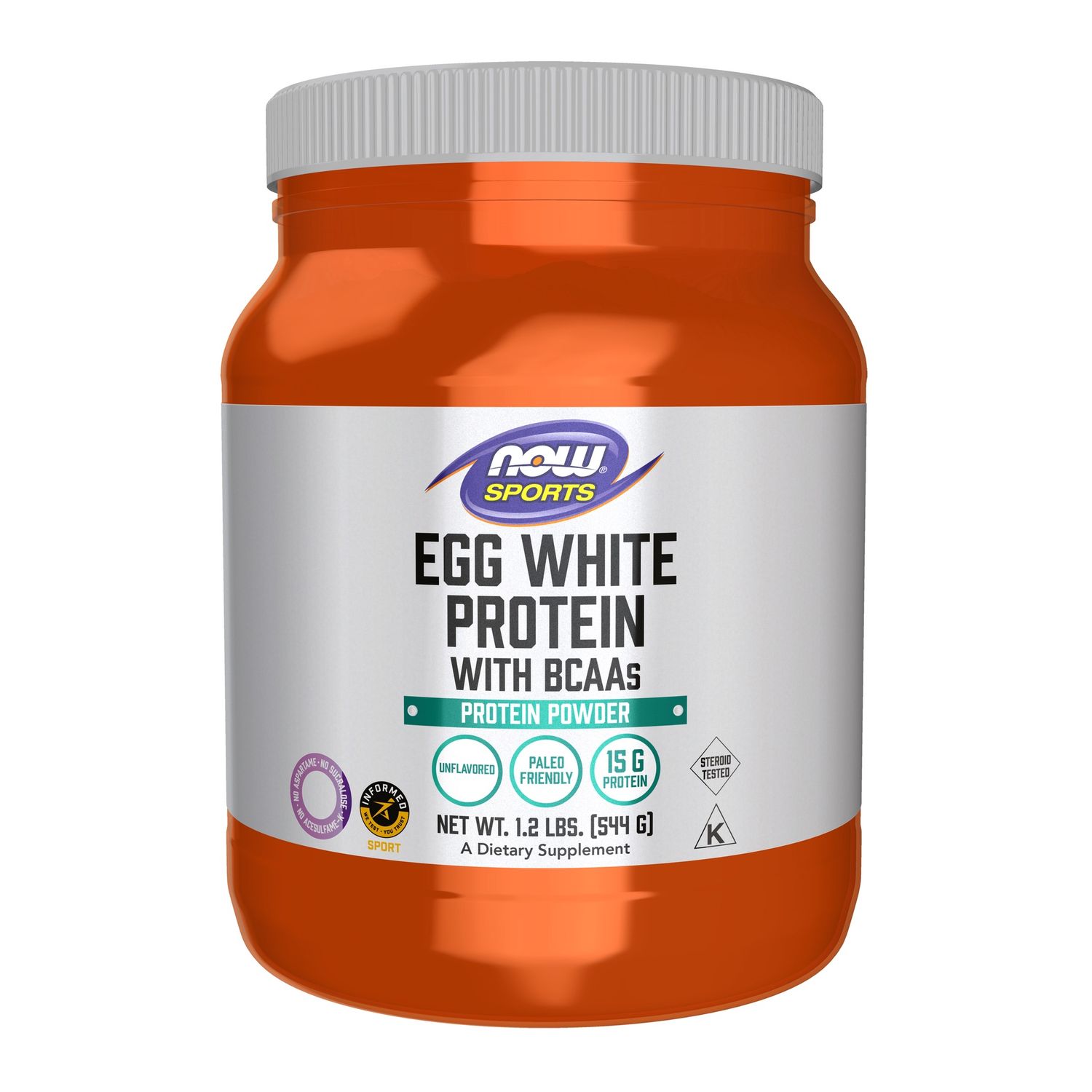 NOW Sports Nutrition, Egg White Protein, 16 g With BCAAs, Unflavored Powder, 1.2-Pound NOW Sports Nutrition, Egg White Protein, 16 g With BCAAs, Unflavored Powder, 1.2-Pound