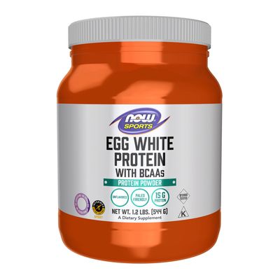 NOW Sports Nutrition, Egg White Protein, 16 g With BCAAs, Unflavored Powder, 1.2-Pound NOW Sports Nutrition, Egg White Protein, 16 g With BCAAs, Unflavored Powder, 1.2-Pound