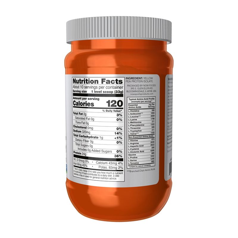 NOW Sports Nutrition, Pea Protein 24 g, Easily Digested, Unflavored Powder, 12-Ounce