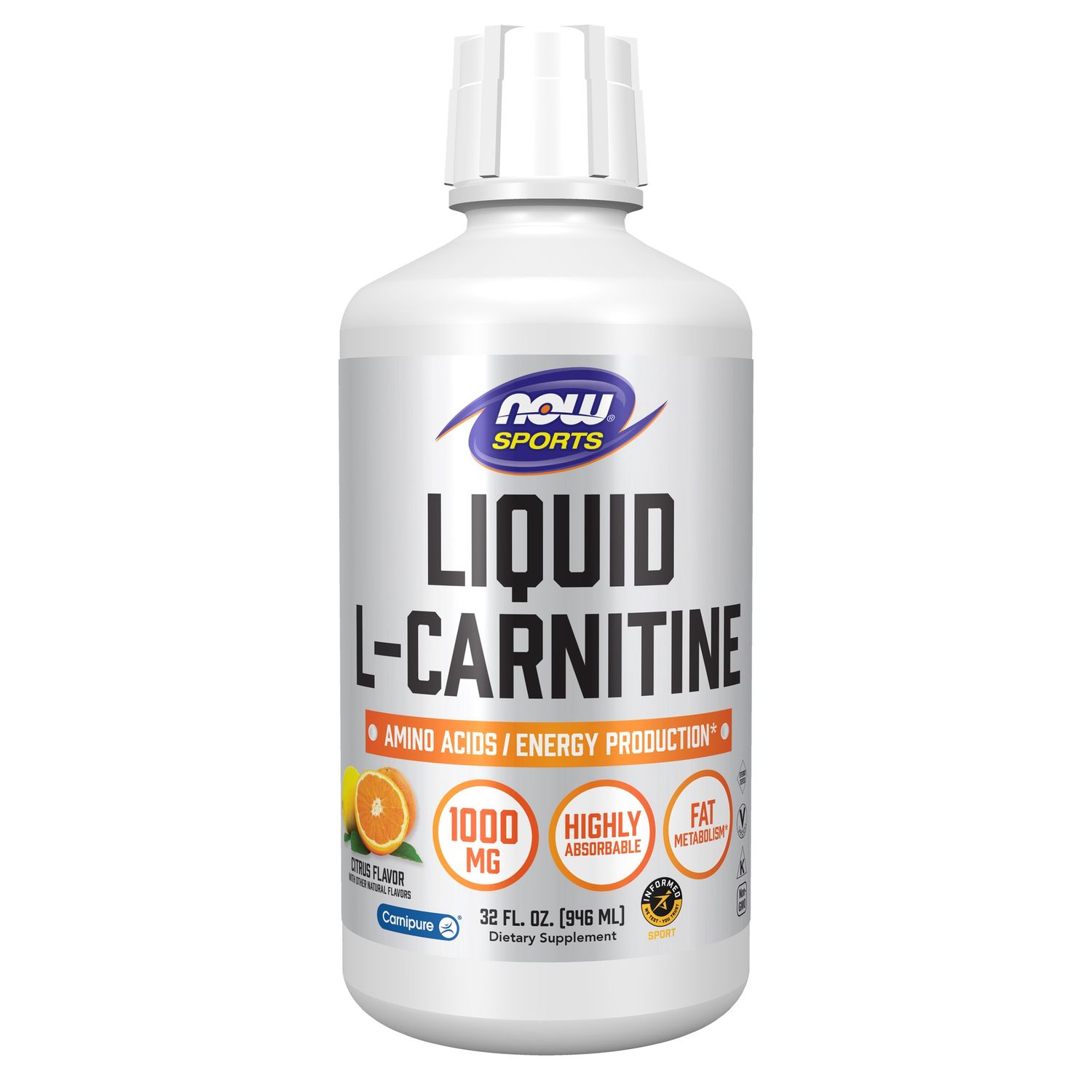 Now Sports, Liquid L-Carnitine 1000 Mg Citrus Flavor 32 Fl. oz. Now Sports, Liquid L-Carnitine 1000 Mg Citrus Flavor 32 Fl. oz.