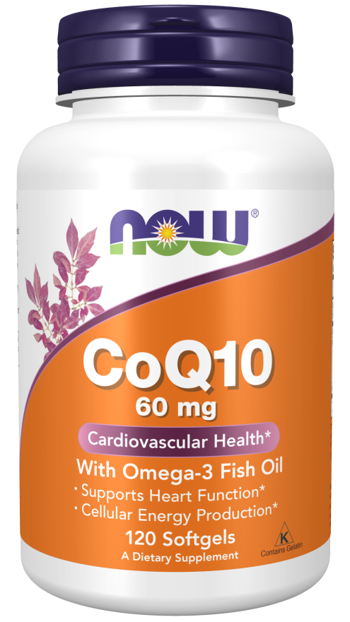 NOW, CoQ10 60 mg + Fish Oil Softgels, 120 Softgels