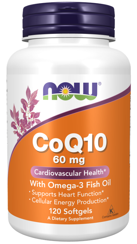 NOW, CoQ10 60 mg + Fish Oil Softgels, 120 Softgels NOW, CoQ10 60 mg + Fish Oil Softgels, 120 Softgels