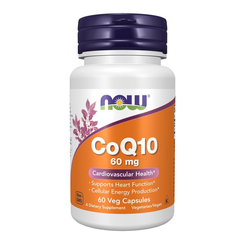 NOW Supplements, CoQ10 60 mg, Pharmaceutical Grade, All-Trans Form of CoQ10 Produced by Fermentation, 60 Veg Capsules