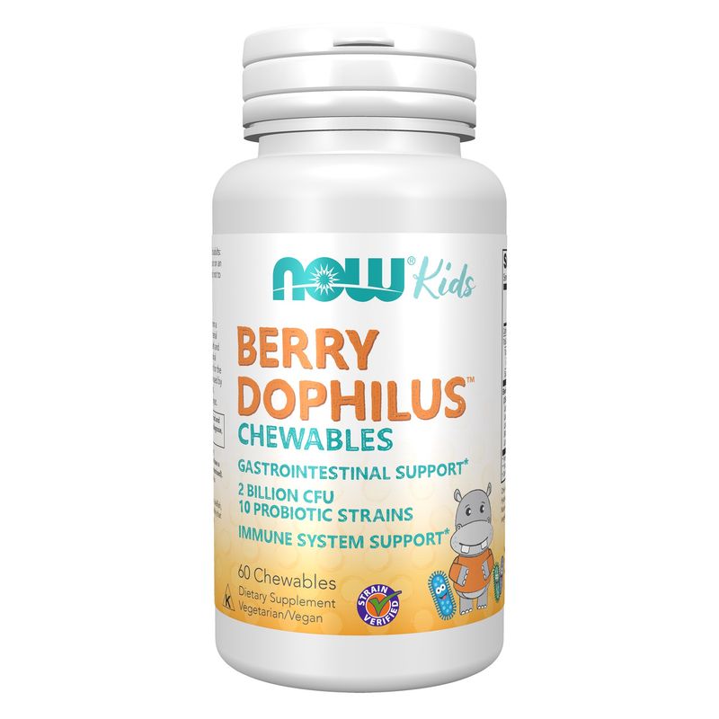 NOW Supplements, BerryDophilus™ with 2 Billion, 10 Probiotic Strains, Xylitol Sweetened, Strain Verified, 60 Chewables, packaging may vary NOW Supplements, BerryDophilus™ with 2 Billion, 10 Probiotic Strains, Xylitol Sweetened, Strain Verified, 60 Chewables, packaging may vary