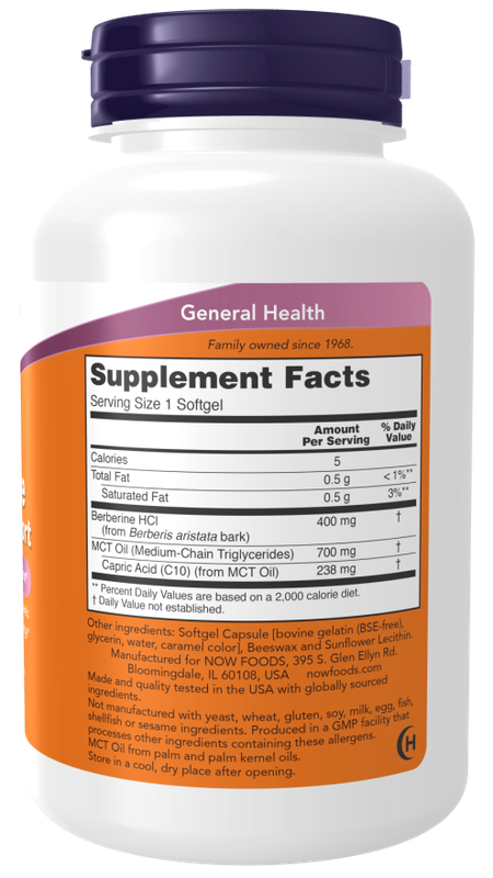 Now Supplements, Berberine Glucose Support- Softgels