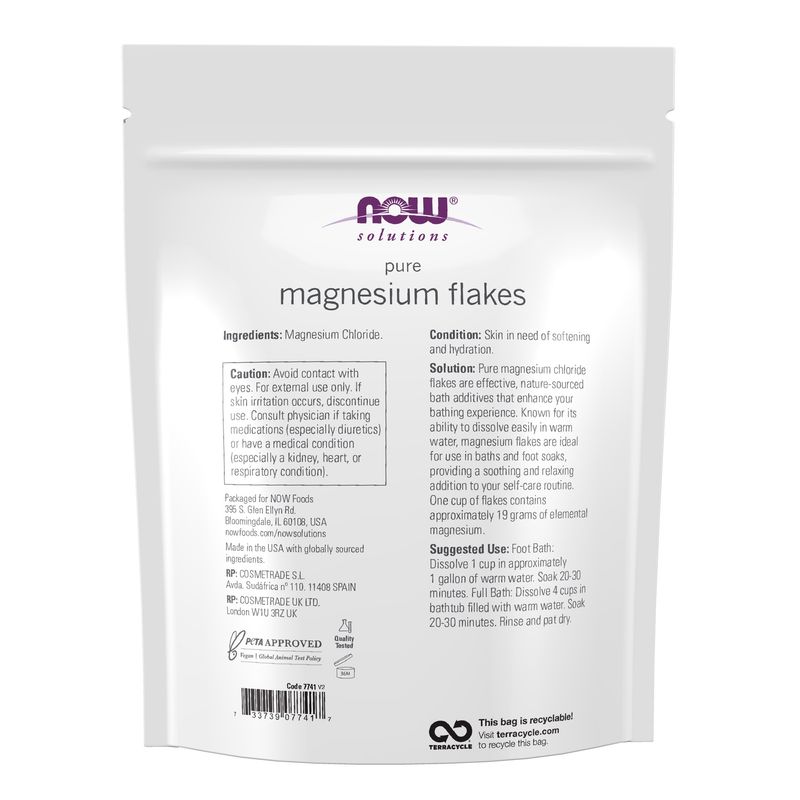 NOW Solutions, Magnesium Flakes, Pure, from the Ancient Seabed, Highly Concentrated, 26.5-Ounce