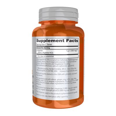 Now Sports , L-Arginine 1000 Mg, Double Strength - Tablets