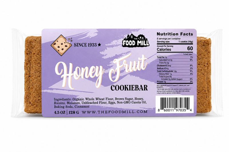 The Food Mill, Honey Fruit Cookie Bar, 4.5 oz.
