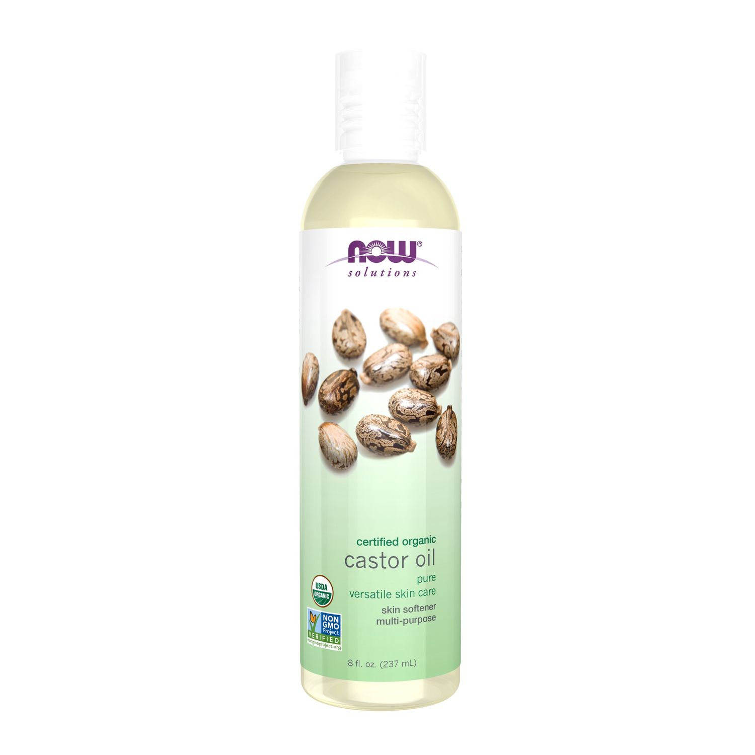 NOW Solutions, Organic Castor Oil, Pure Versatile Skin Care, Multi-Purpose Skin Softener, 8-Ounce