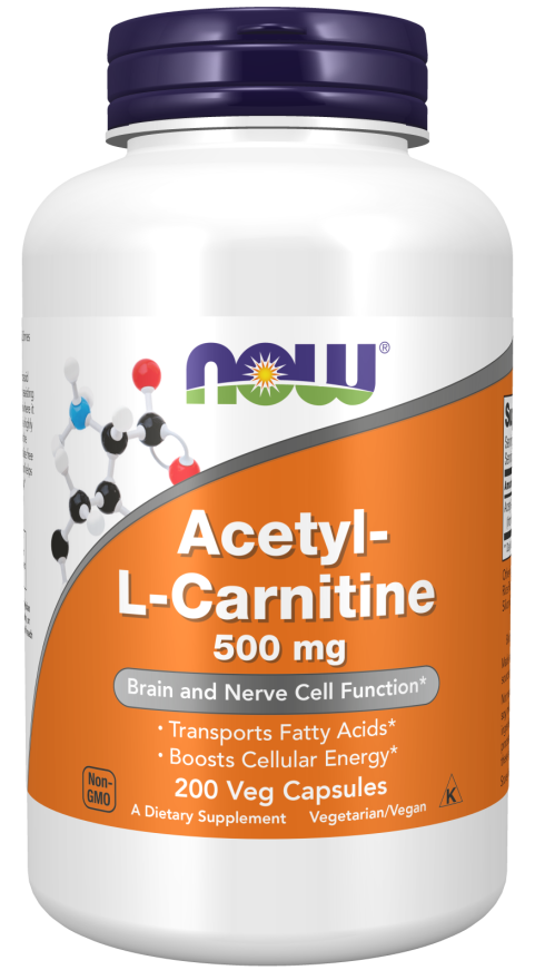 Now , Acetyl-L-Carnitine, 500 Mg, 200 Veg Caps