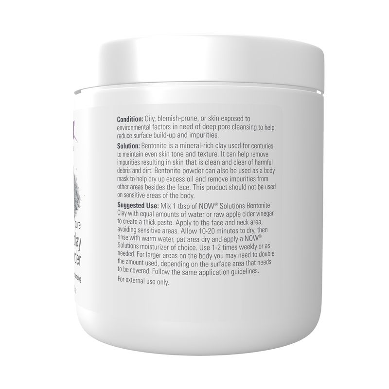 NOW Solutions, Bentonite Clay Powder, Pure Powder for Face and Body, Great for Oily Problem Skin, 11-Ounce