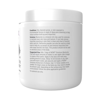 NOW Solutions, Bentonite Clay Powder, Pure Powder for Face and Body, Great for Oily Problem Skin, 11-Ounce