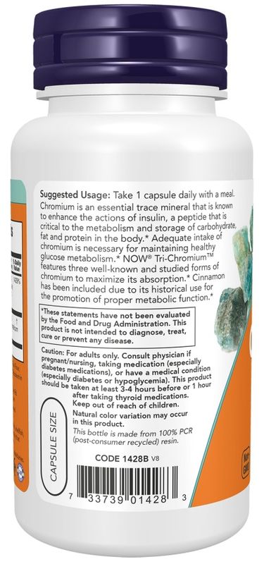 Now, Tri-Chromium 500 mcg with Cinnamon Veg Capsules