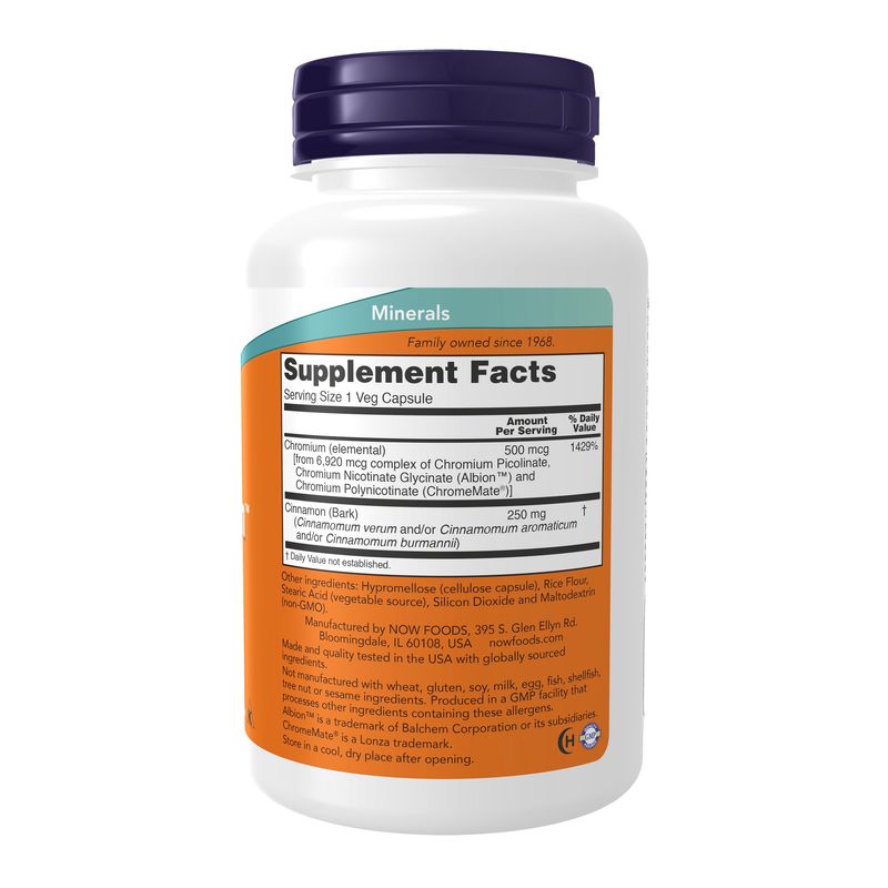 Now, Tri-Chromium 500 mcg with Cinnamon Veg Capsules