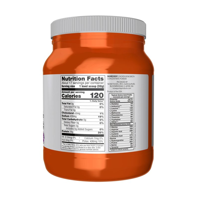 NOW Sports, Chicken Bone Broth Protein Powder, 1.2 lbs