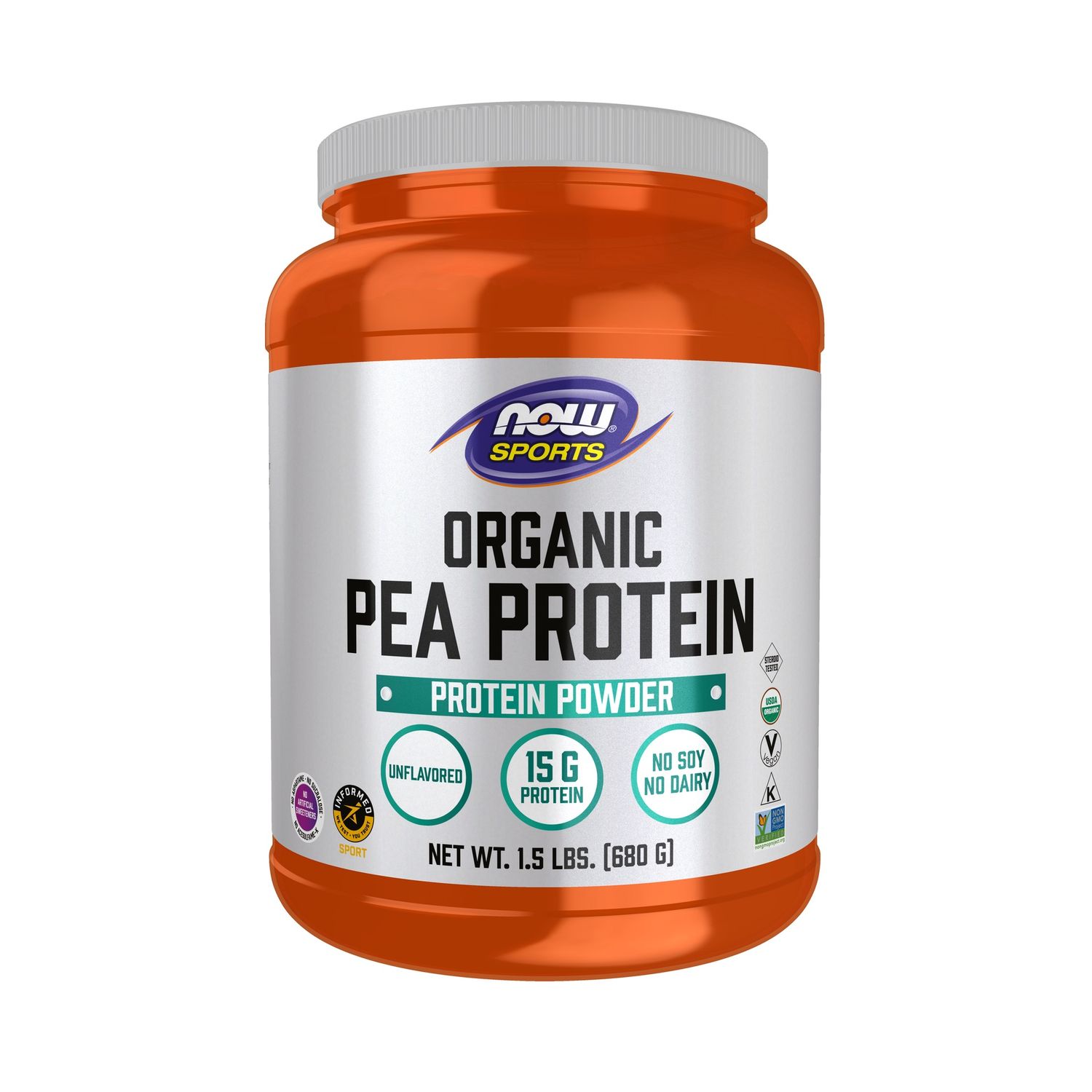 NOW Sports Nutrition, Certified Organic Pea Protein 15 Grams, Unflavored Powder, 1.5-Pound NOW Sports Nutrition, Certified Organic Pea Protein 15 Grams, Unflavored Powder, 1.5-Pound