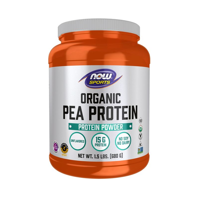 NOW Sports Nutrition, Certified Organic Pea Protein 15 Grams, Unflavored Powder, 1.5-Pound NOW Sports Nutrition, Certified Organic Pea Protein 15 Grams, Unflavored Powder, 1.5-Pound