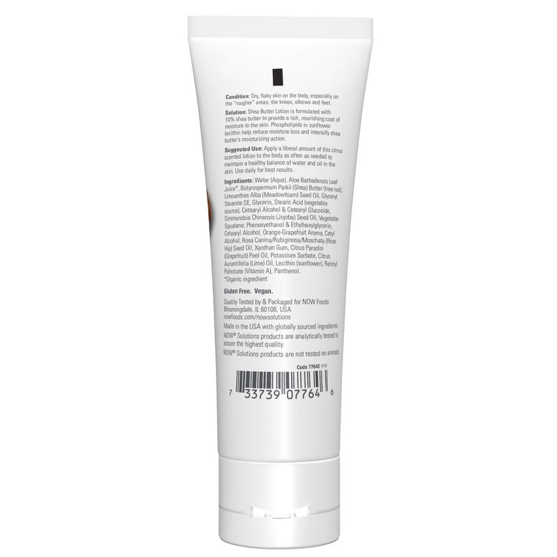 NOW Solutions, Shea Butter Lotion, Intense Moisture for Extremely Dry Rough Skin, 4-Ounce