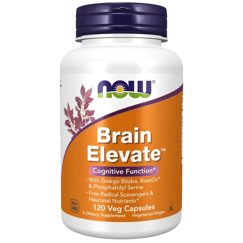 NOW Supplements, Brain Elevate™, Featuring Ginkgo Biloba, RoseOx® and Phosphatidyl Serine, 120 Veg Capsules NOW Supplements, Brain Elevate™, Featuring Ginkgo Biloba, RoseOx® and Phosphatidyl Serine, 120 Veg Capsules