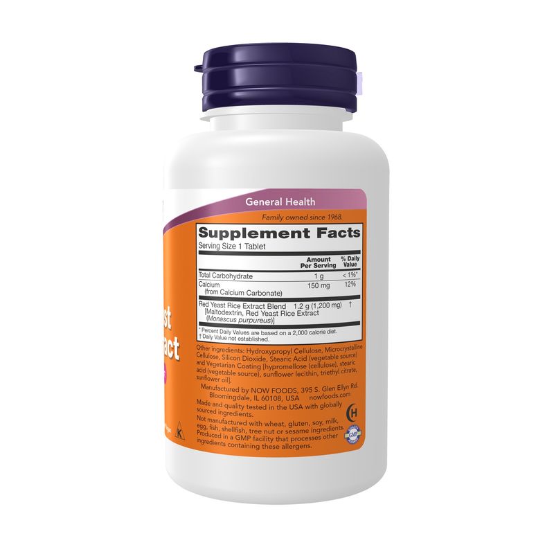NOW Supplements, Red Yeast Rice (Monascus purpureus) 1,200 mg, Nutritional Support, 60 Tablets