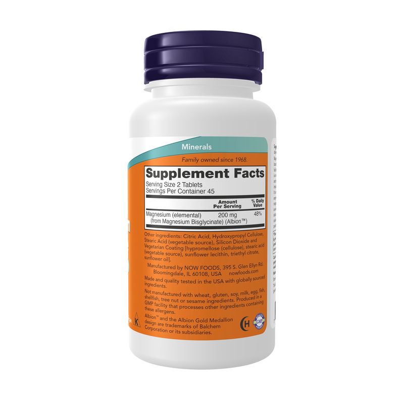 NOW Supplements, Magnesium Glycinate, Highly Absorbable Form, 90 Tablets