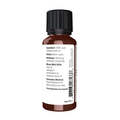 NOW Essential Oils, Cinnamon Bark Oil, Warming Aromatherapy Scent, Steam Distilled, Vegan, Child Resistant Cap, 1-Ounce
