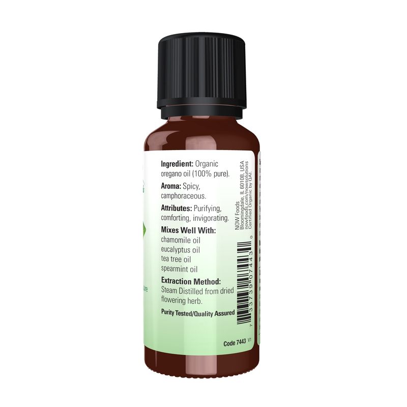 NOW Essential Oils, Organic Oregano Oil, Comforting Aromatherapy Scent, Steam Distilled, 100% Pure, Vegan, Child Resistant Cap, 1-Ounce