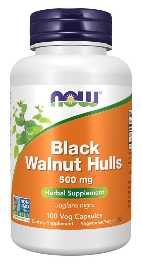 NOW, Black Walnut Hulls, 500 mg, 100 Veg Caps