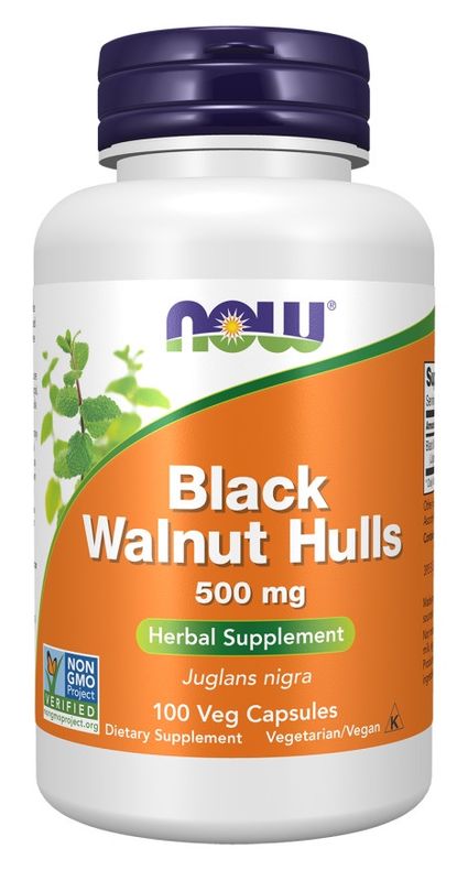 NOW, Black Walnut Hulls, 500 mg, 100 Veg Caps