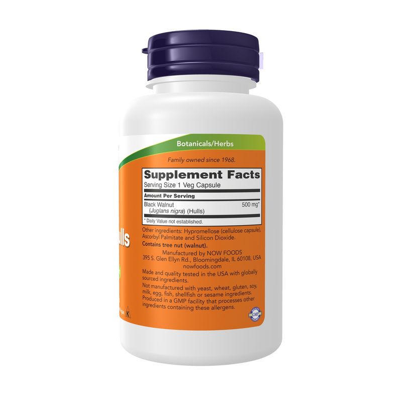NOW Supplements, Black Walnut Hulls (Juglans nigra) 500 mg, Herbal Supplement, 100 Veg Capsules