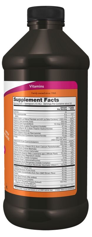 NOW Supplements, Liquid Multi, Tropical Orange Flavor, Fast Absorption, with Added Phytonutrients, 16-Ounce