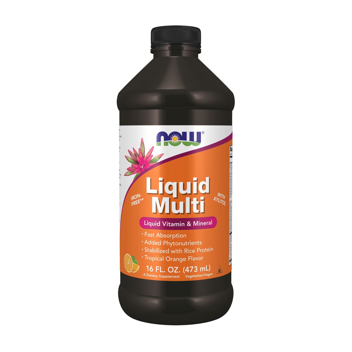 NOW Supplements, Liquid Multi, Tropical Orange Flavor, Fast Absorption, with Added Phytonutrients, 16-Ounce NOW Supplements, Liquid Multi, Tropical Orange Flavor, Fast Absorption, with Added Phytonutrients, 16-Ounce