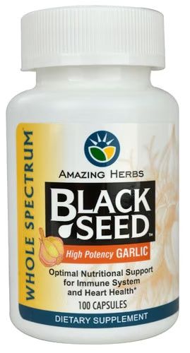 Amazing Herbs, Black Seed-with High Potency Garlic - 100 Veg. Caps