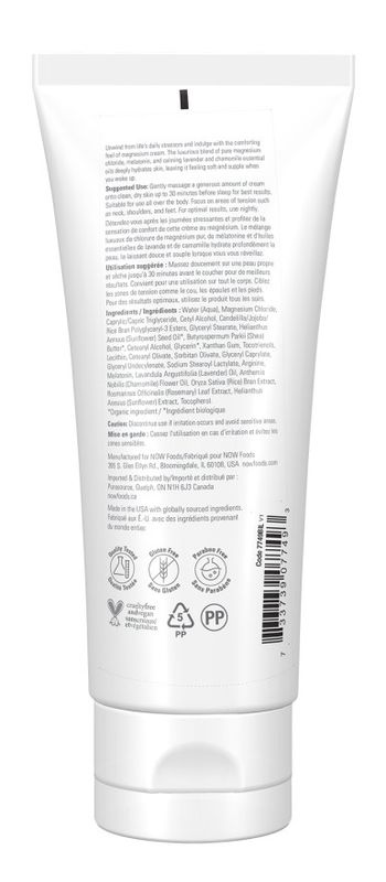 NOW Solutions, niteZen™, Magnesium body cream, with Melatonin and Lavender, 4 oz (113 g)