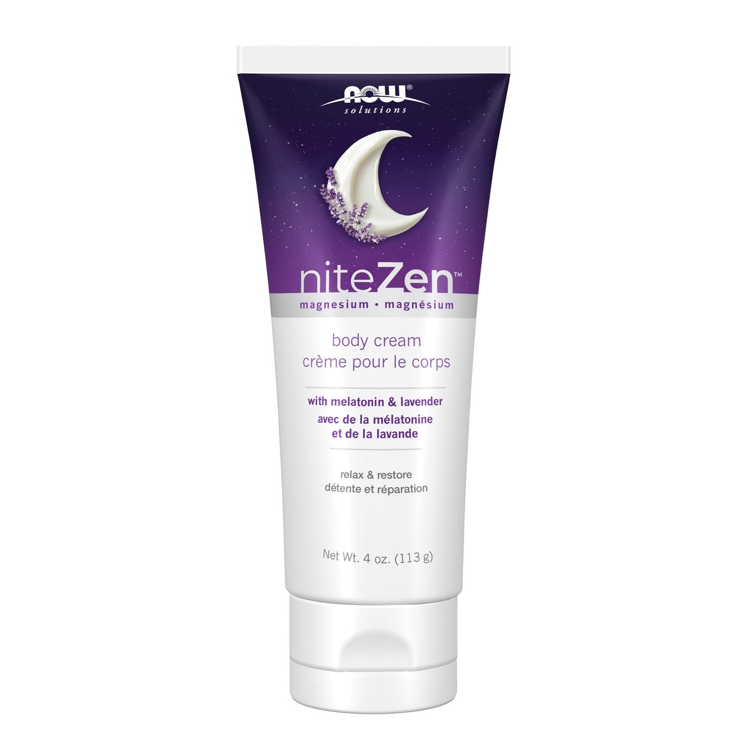 NOW Solutions, niteZen™, Magnesium body cream, with Melatonin and Lavender, 4 oz (113 g) NOW Solutions, niteZen™, Magnesium body cream, with Melatonin and Lavender, 4 oz (113 g)