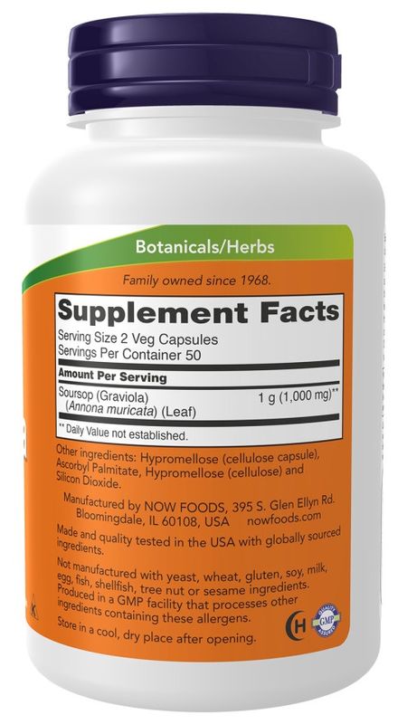 NOW Supplements, Graviola (Annona muricata) 500 mg, Healthy Cell Function*, 100 Veg Capsules