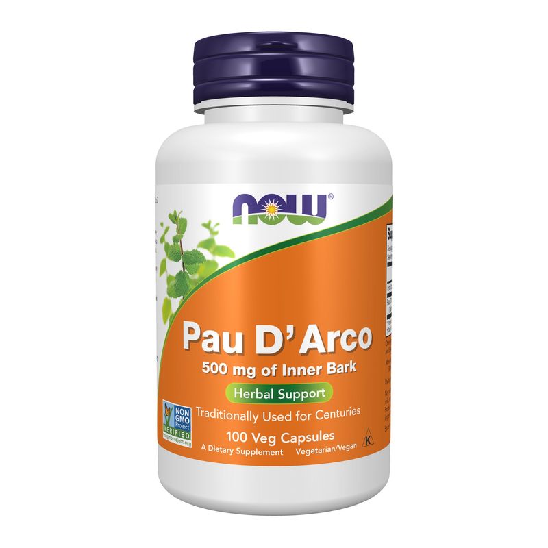 NOW Supplements, Pau D'Arco (Tabebuia heptaphylla) 500 mg, Herbal Support, 100 Veg Capsules NOW Supplements, Pau D'Arco (Tabebuia heptaphylla) 500 mg, Herbal Support, 100 Veg Capsules