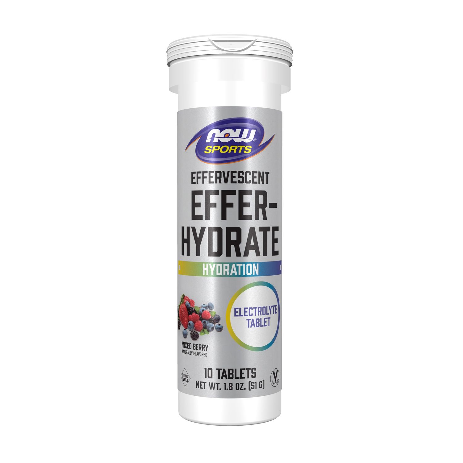 NOW Sports, Effer-Hydrate (Mixed Berry), 10 Tabs 1.8 oz NOW Sports, Effer-Hydrate (Mixed Berry), 10 Tabs 1.8 oz